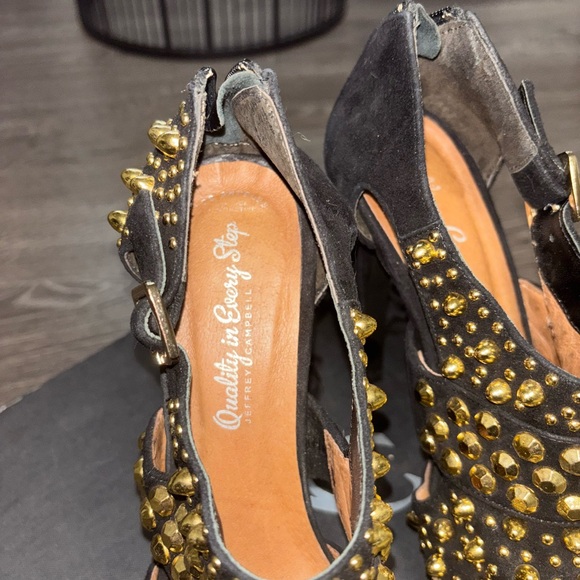 Jeffrey Campbell Black and Gold Studded Heels - Picture 4 of 4